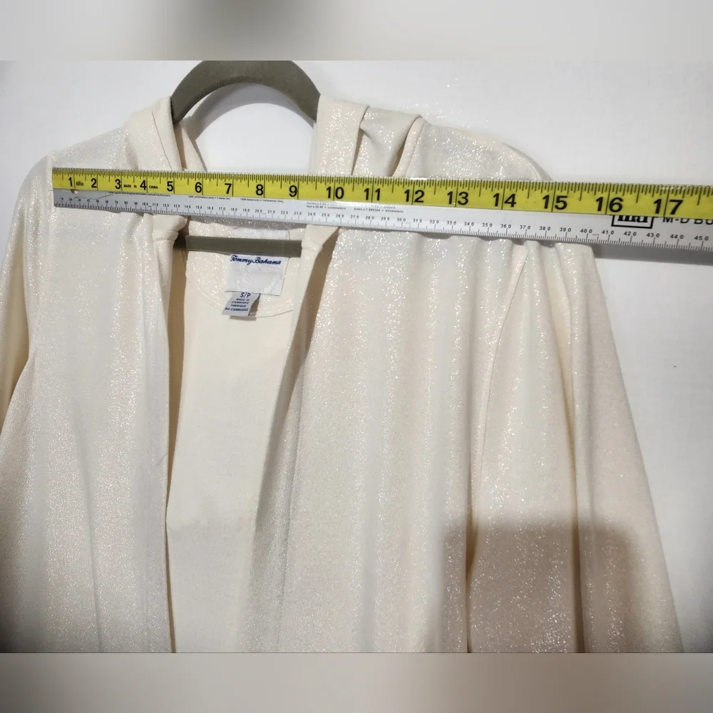 Tommy Bahama Women's Cream Open-Front Shimmery Cardigan Size S/P - Picture 5 of 9